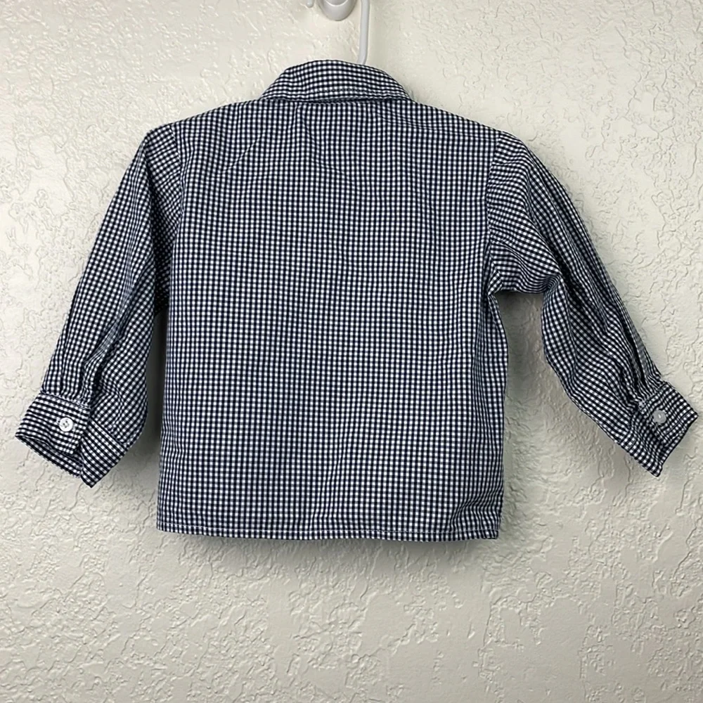 Great Guy navy blue and white checkered/gingham button down shirt - Picture 2 of 4